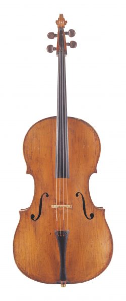 Front of a cello by Giovanni Grancino, Milan,1693