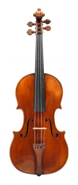 Front of a violin by JB Vuillaume, dated 1854, exhibited by Ingles & Hayday at Sotheby's in 2012