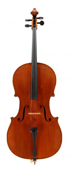Front of a cello by Plinio Michetti, Turin, 1934
