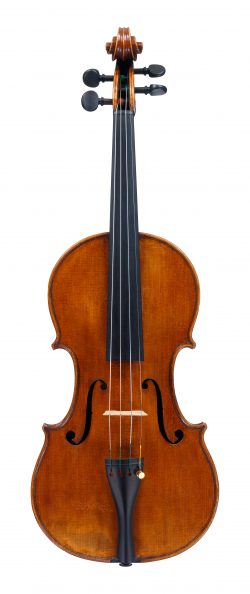 Front of a violin by Riccardo Antoniazzi, dated 1898