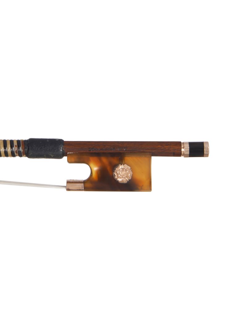 Frog of a gold & tortoiseshell-mounted violin bow by Arthur Richard Bultitude, 1962, Ex-Herbert Downes