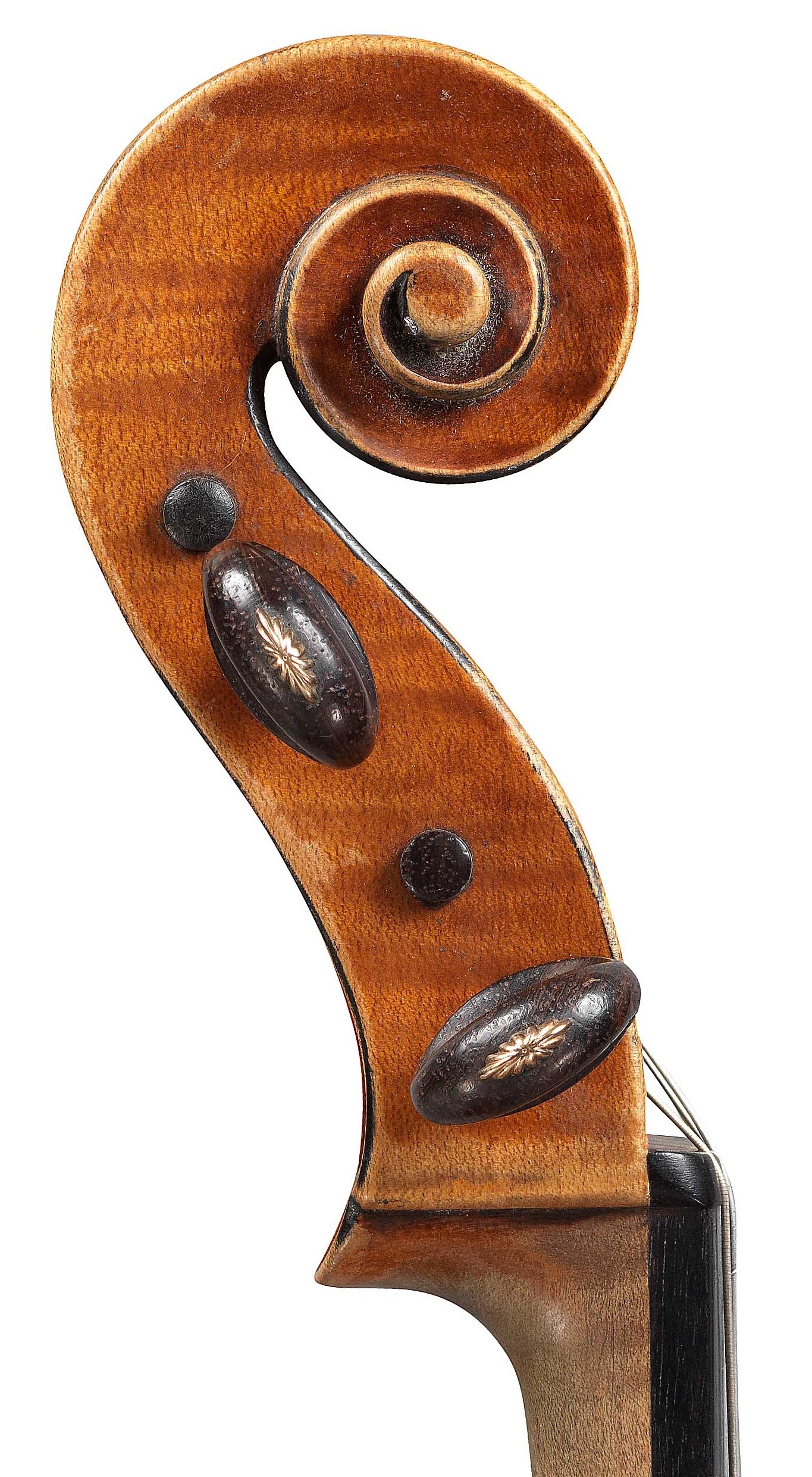 Scroll of viola by JB Vuillaume, dated 1863, exhibited by Ingles & Hayday at Sotheby's in 2012