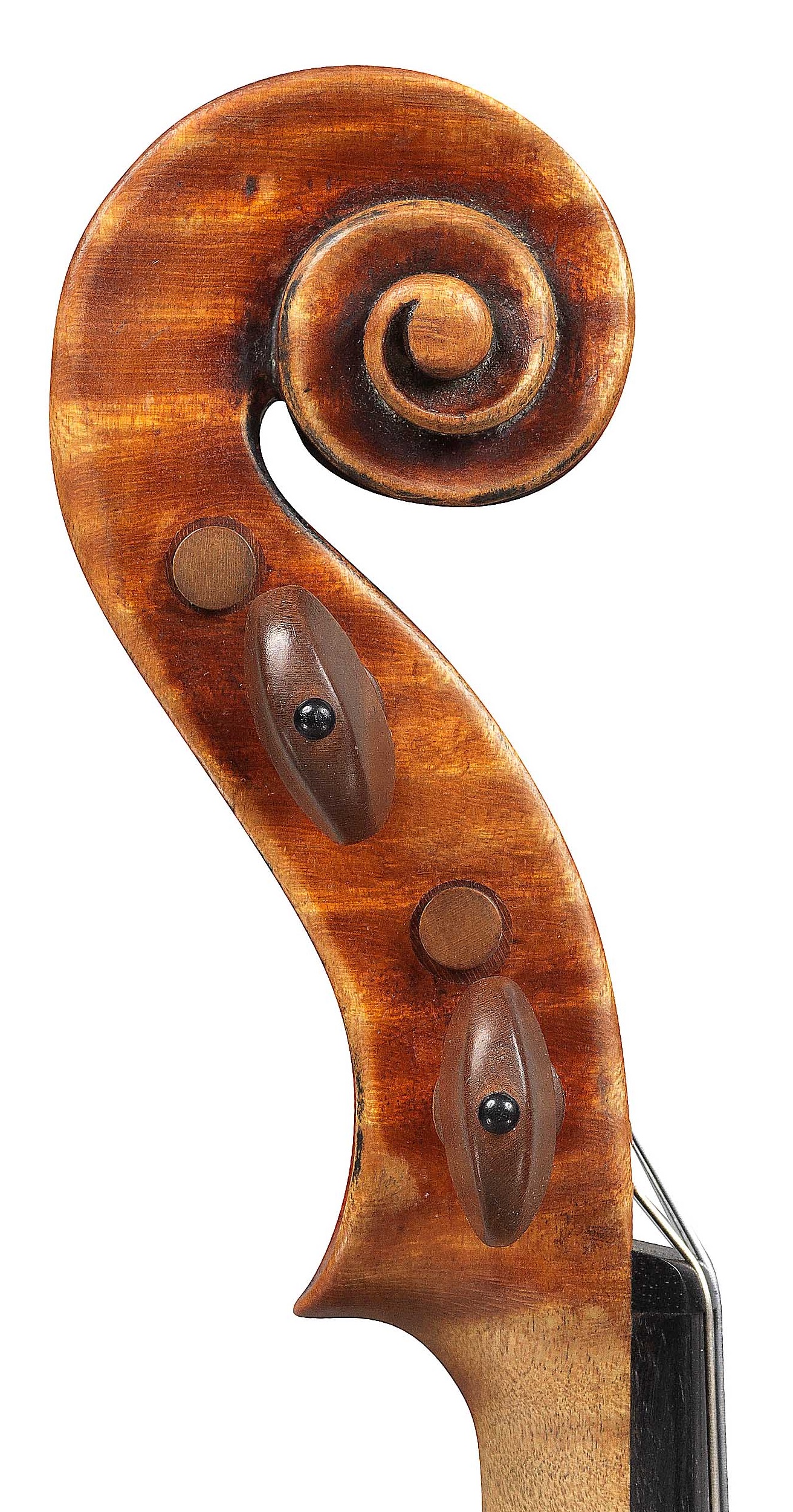 Scroll of Tsar Nicholas violin by JB Vuillaume, dated 1841, exhibited by Ingles & Hayday at Sotheby's in 2012