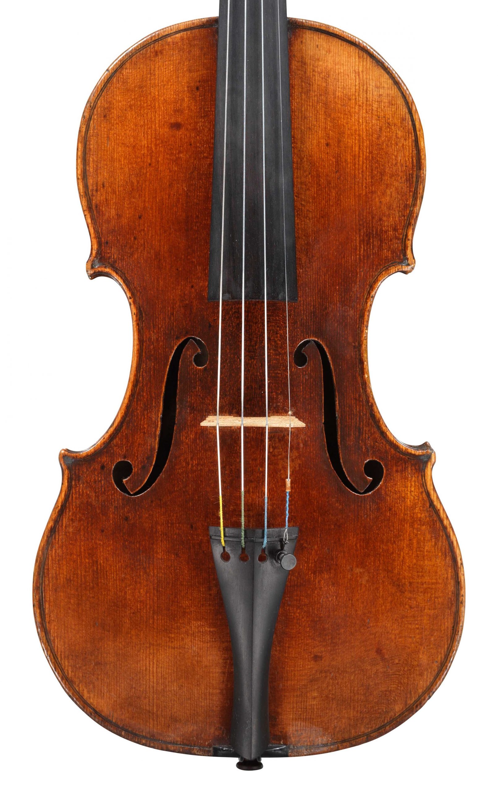 Front of violin by JB Vuillaume, dated 1854, exhibited by Ingles & Hayday at Sotheby's in 2012