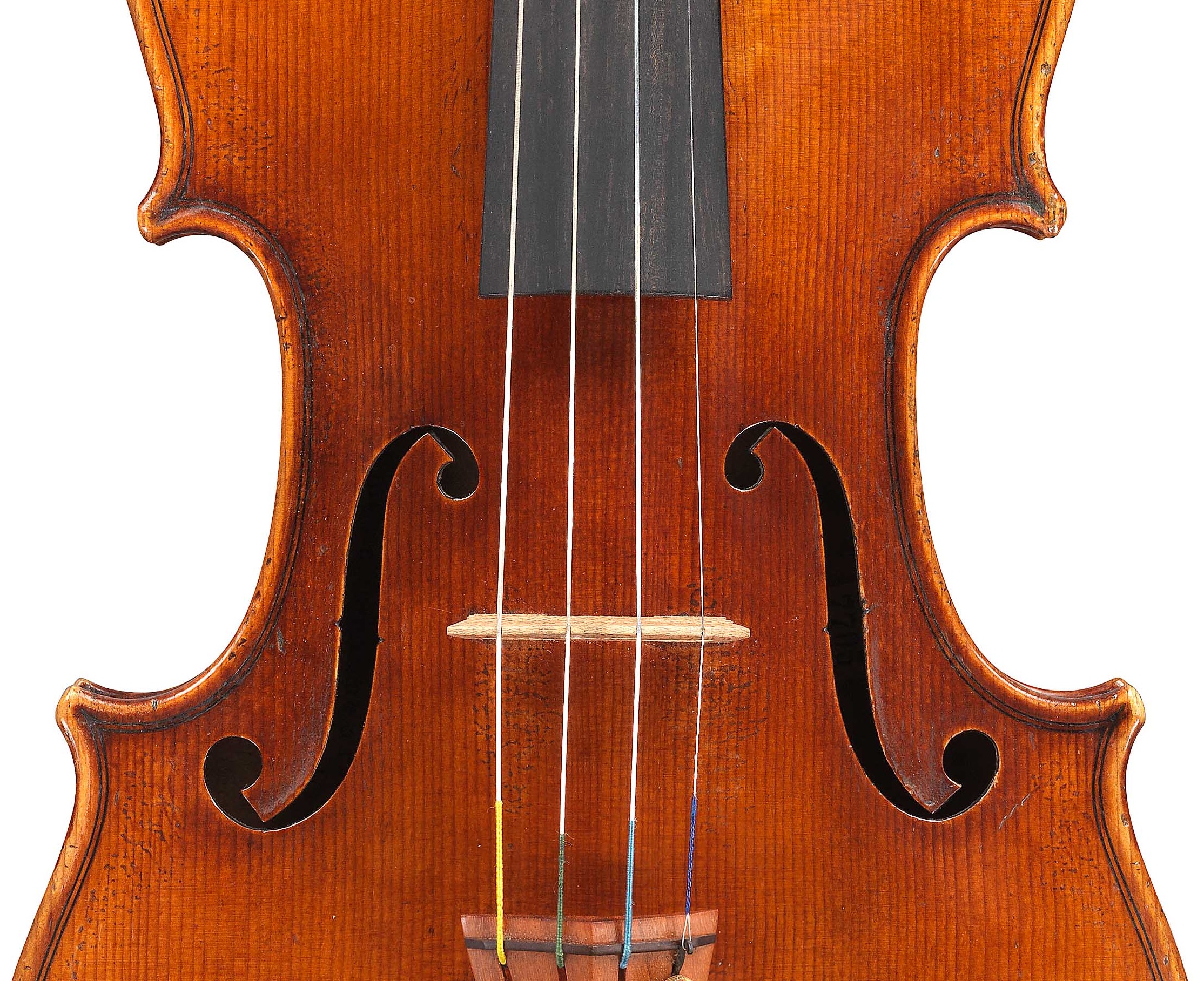 Detail of the ex-Karrman violin by JB Vuillaume, dated 1859 at Ingles & Hayday