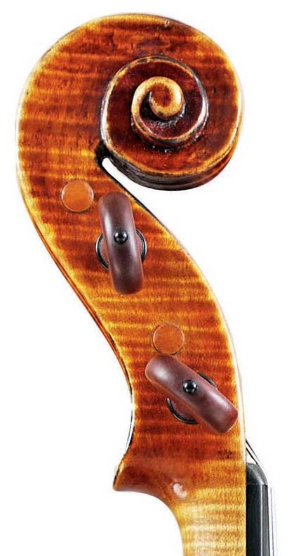 Scroll of violin by JB Vuillaume, ex-Sin, dated 1862, exhibited by Ingles & Hayday at Sotheby's in 2012