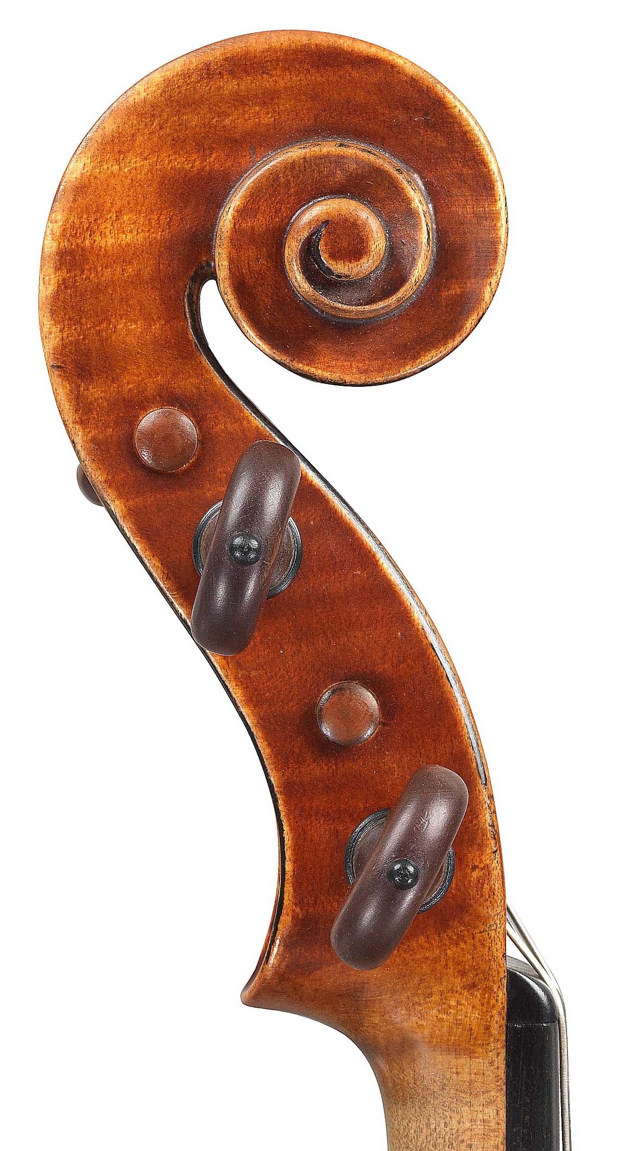 Scroll of violin by JB Vuillaume, ex-Sin, dated 1863, exhibited by Ingles & Hayday at Sotheby's in 2012