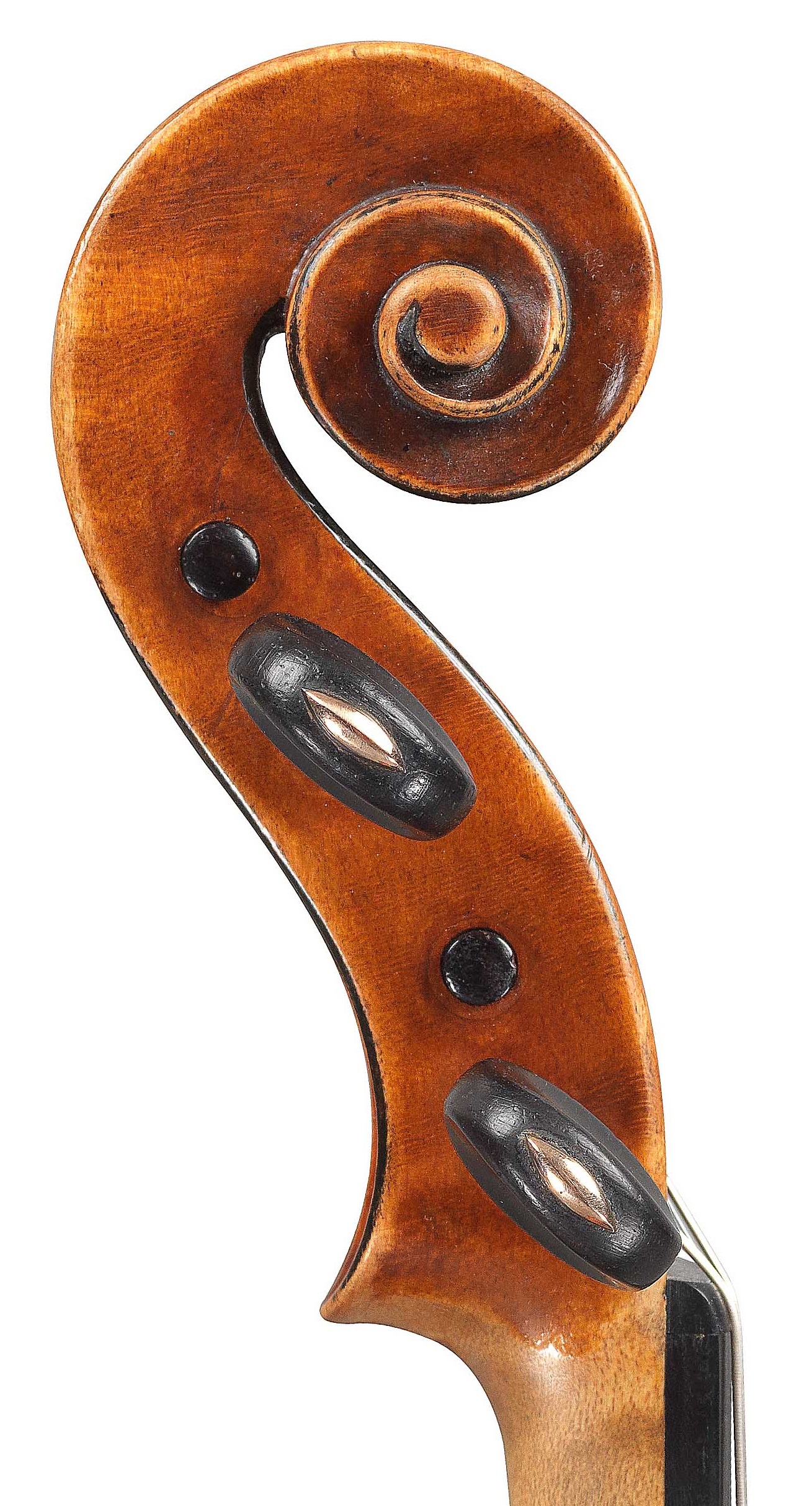 Scroll of violin by JB Vuillaume, ex-Posner, dated 1871, exhibited by Ingles & Hayday at Sotheby's in 2012