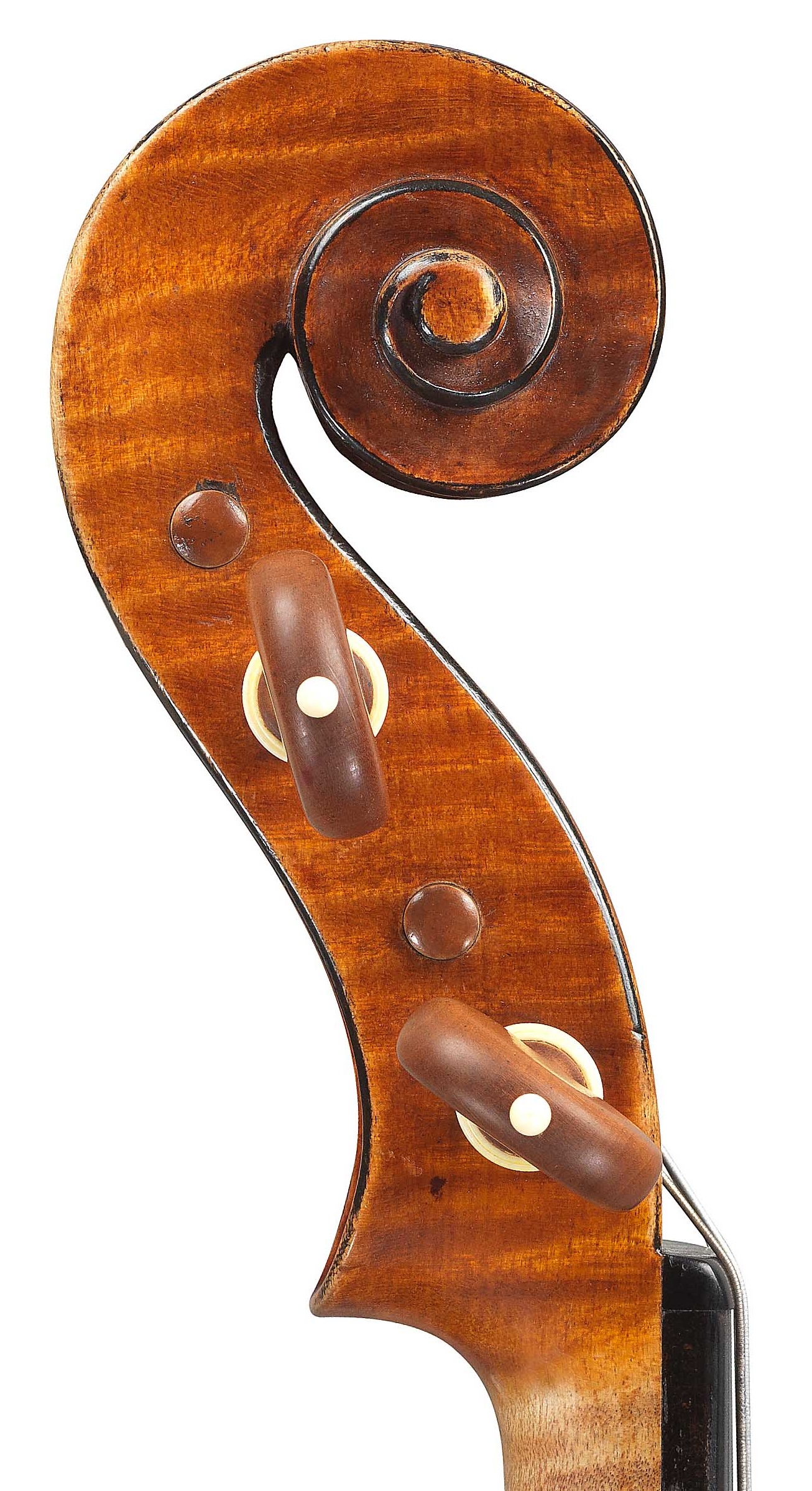 Scroll of violin by JB Vuillaume, ex-Sin, dated 1871, exhibited by Ingles & Hayday at Sotheby's in 2012