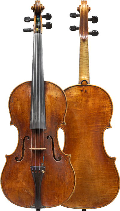 Composite view of a violin by Vincenzo Rugeri, c1700, offered by Ingles & Hayday
