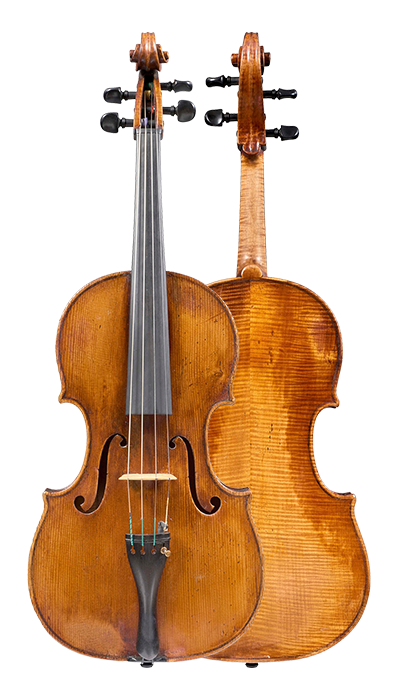 Composite view of a viola by Gaetano Sgarabotto, circa 1920. This viola has a full and warm sound with a singing A string and an open bass register.