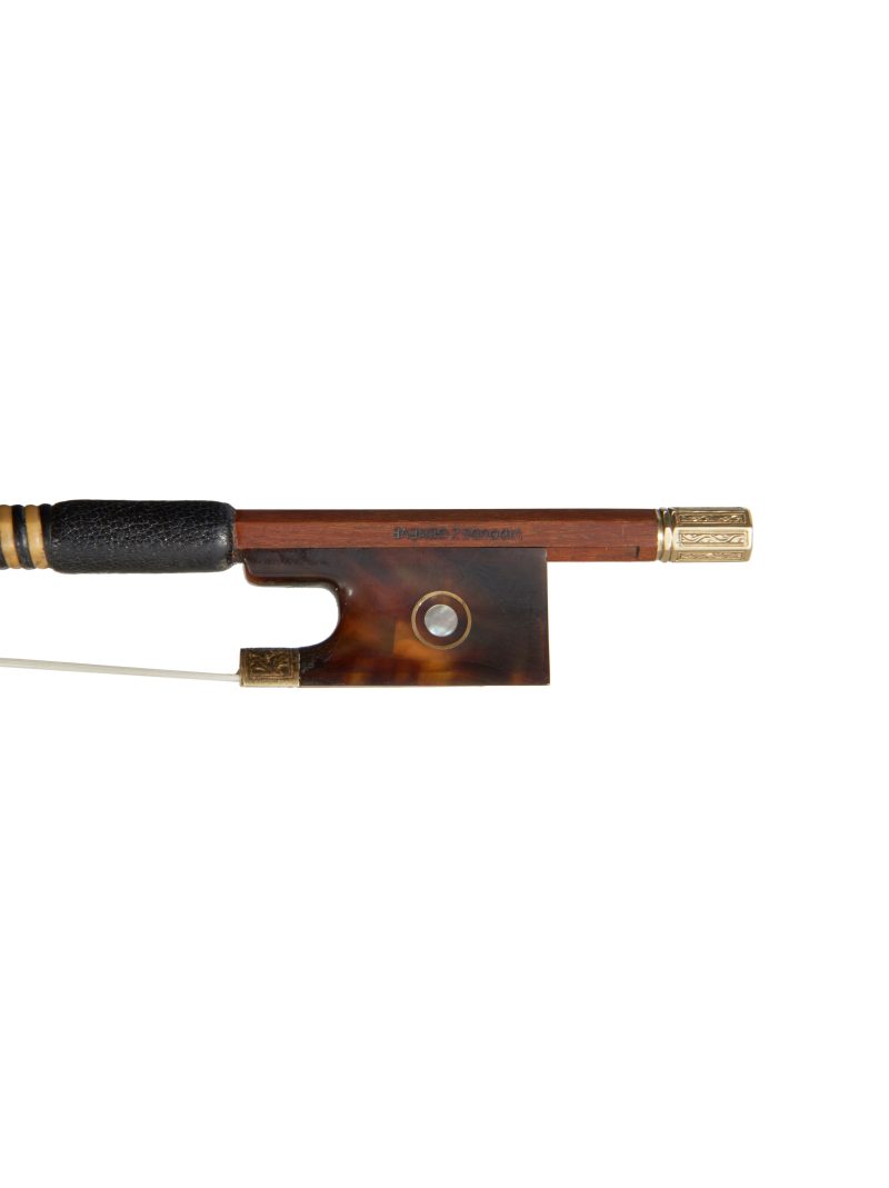 Frog of a chased gold & tortoiseshell-mounted violin bow by Bernard Ouchard, circa 1970