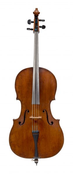 Front of a cello by Giovanni Grancino, Milan, circa 1695