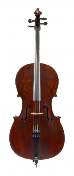 Front of a cello by Thomas Kennedy, London, 1836