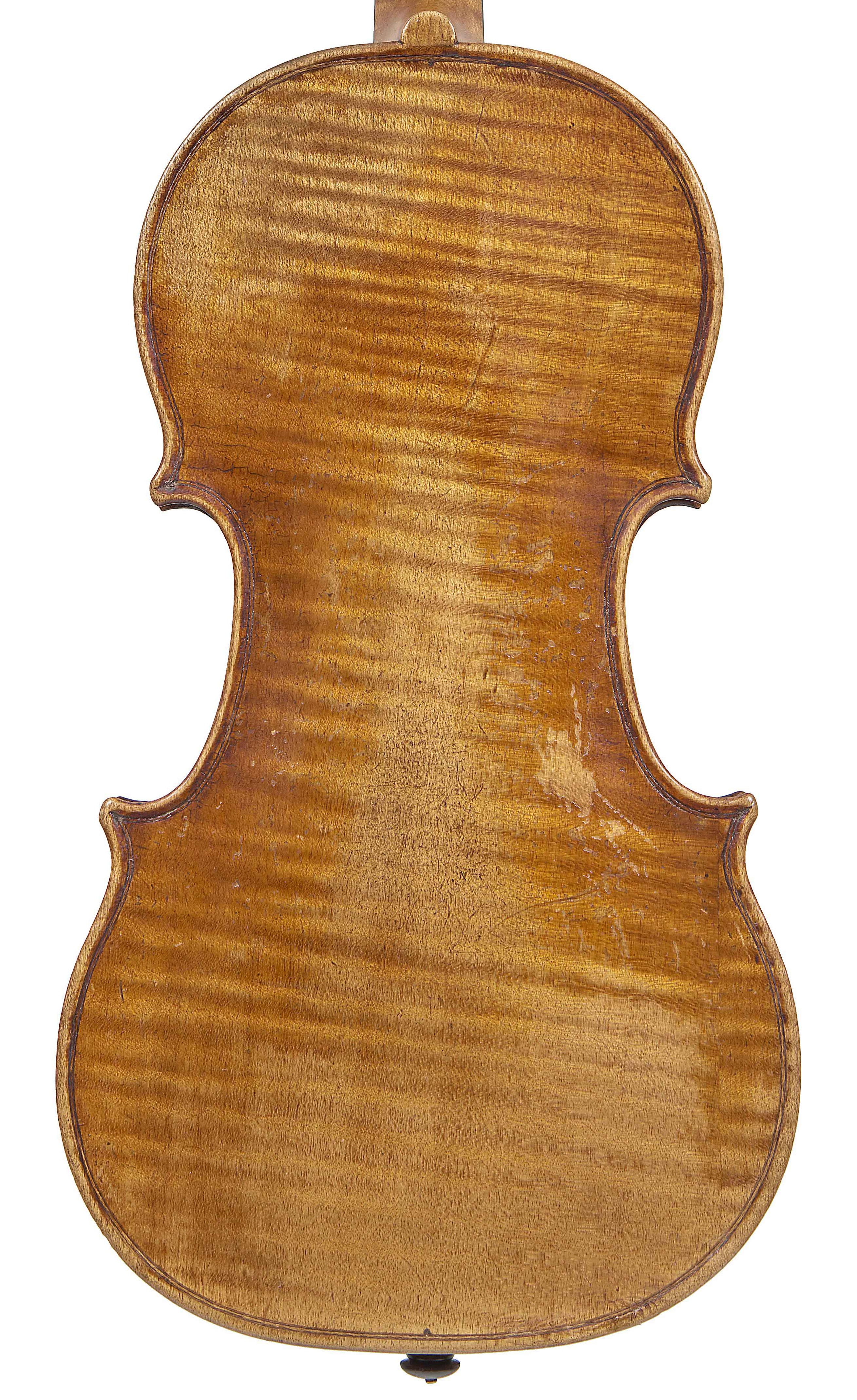 back of a 3/4 size violin by Tommaso Balestrieri, Mantua, circa 1765