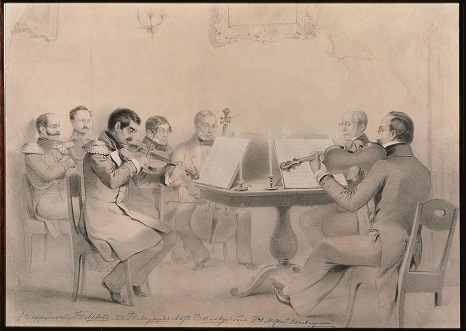 The string quartet of Alexei Lvov who once owned the Tsar Nicholas violin by J.B. Vuillaume