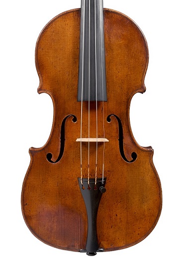 Front of the violin by G.B. Guadagnini being sold by Ingles & Hayday in November 2021