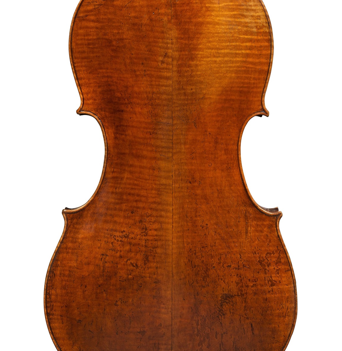 Back of the Giuseppe Guarneri filius Andreae cello that is being sold at Ingles & Hayday