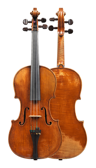 back and front of a violin by Giuseppe Baldantoni, Ancona, circa 1845