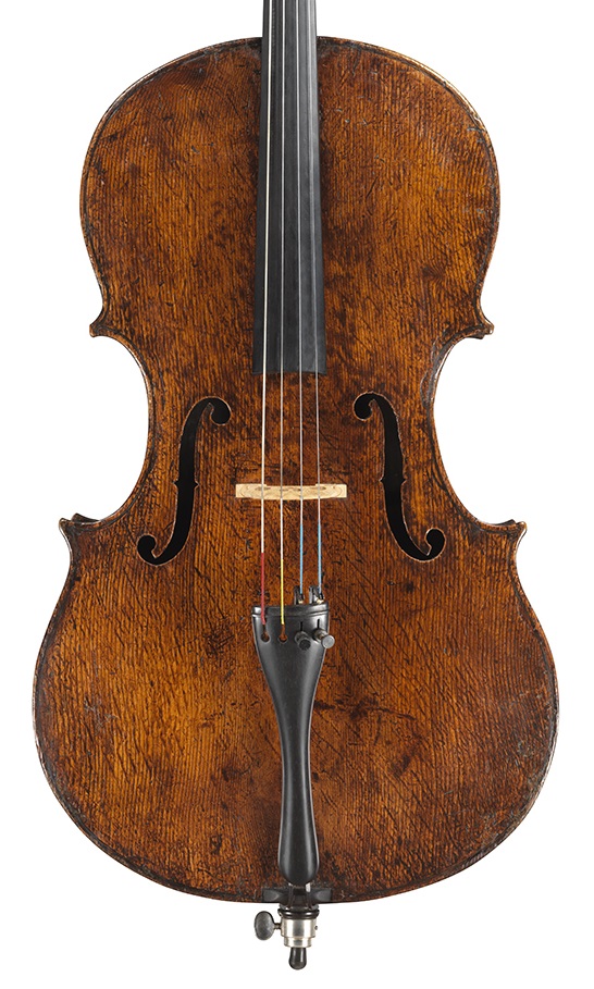 Front of a cello by Gasparo Bertolotti da Salo at Ingles & Hayday