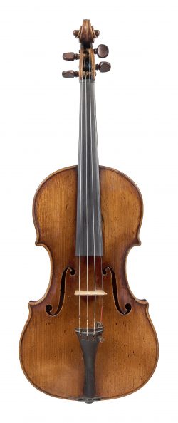 Front of a violin by ASP Bernardel, 1838