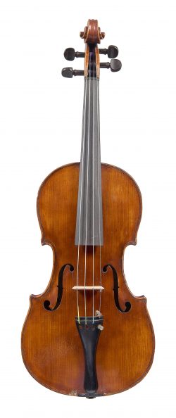 Front of a violin by Giuseppe Dollenz, 1887