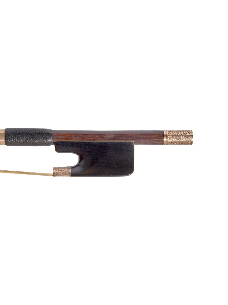 Frog of A chased gold-mounted 'birthday' violin bow by James Tubbs, 1918
