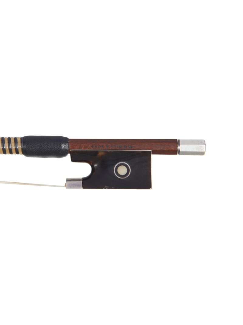 Frog of a silver & tortoiseshell-mounted violin bow by W.E. Hill & Sons, circa 1920