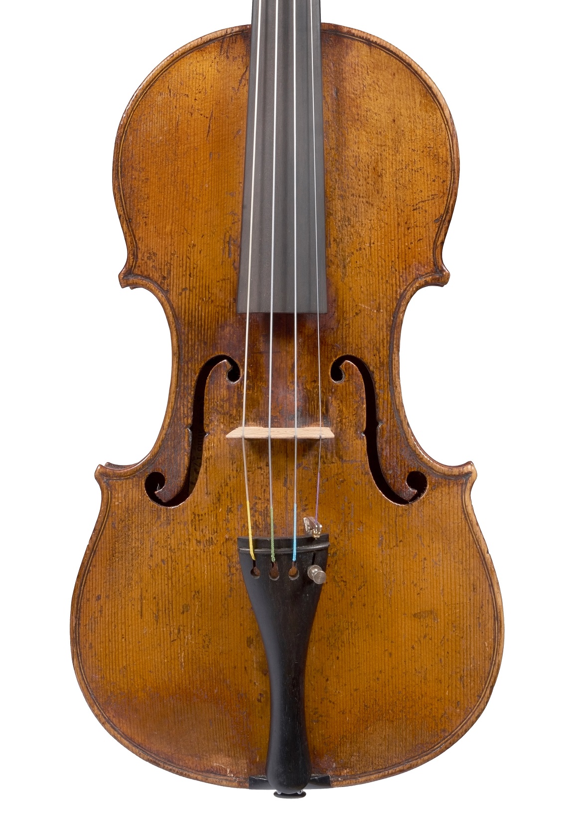 Front of the C.F. Landolfi violin, 1754 from the Norman Rosenberg collection to be sold at Ingles & Hayday