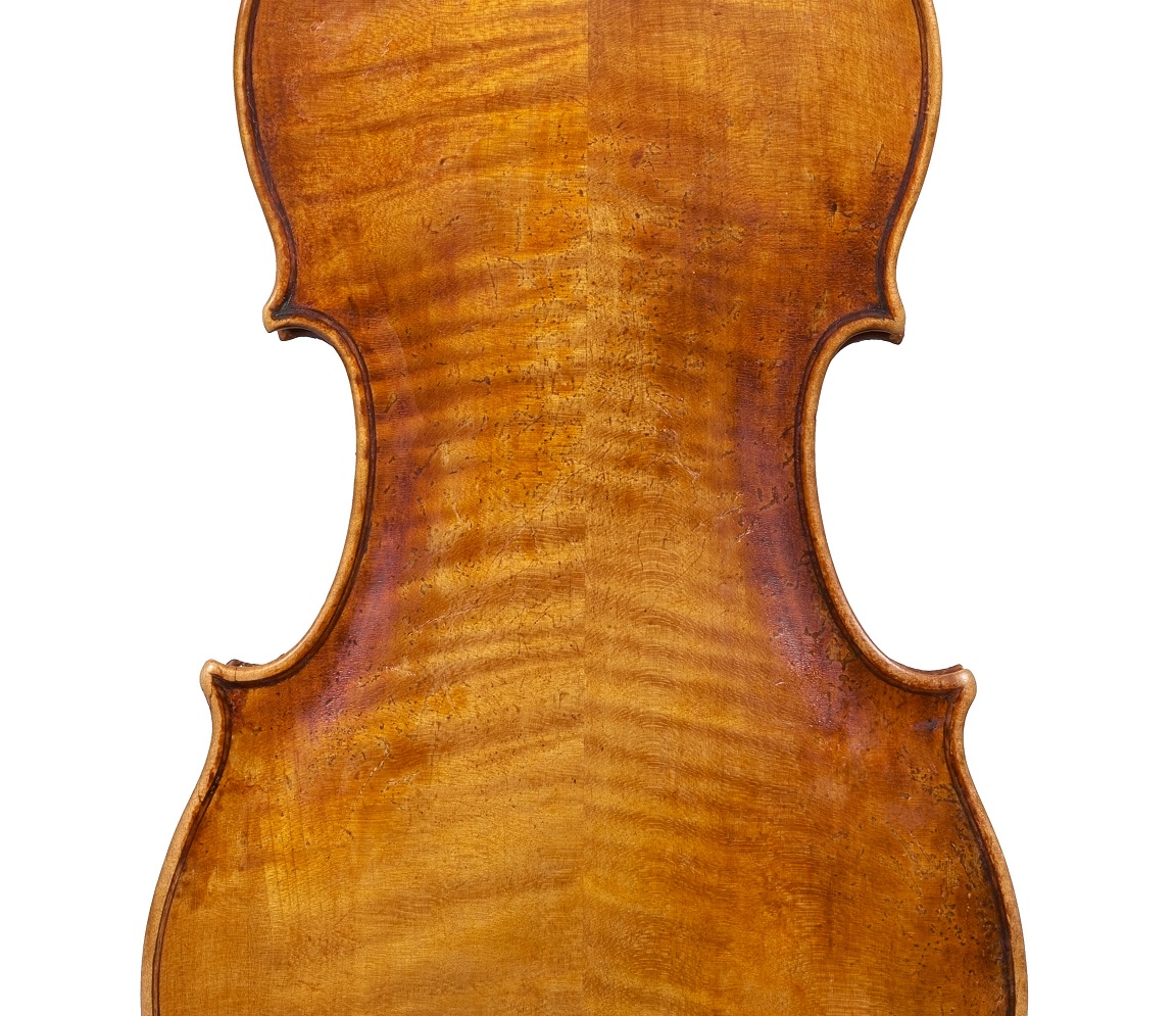 Back of the C.G. Testore violin from the Norman Rosenberg collection to be sold at Ingles & Hayday