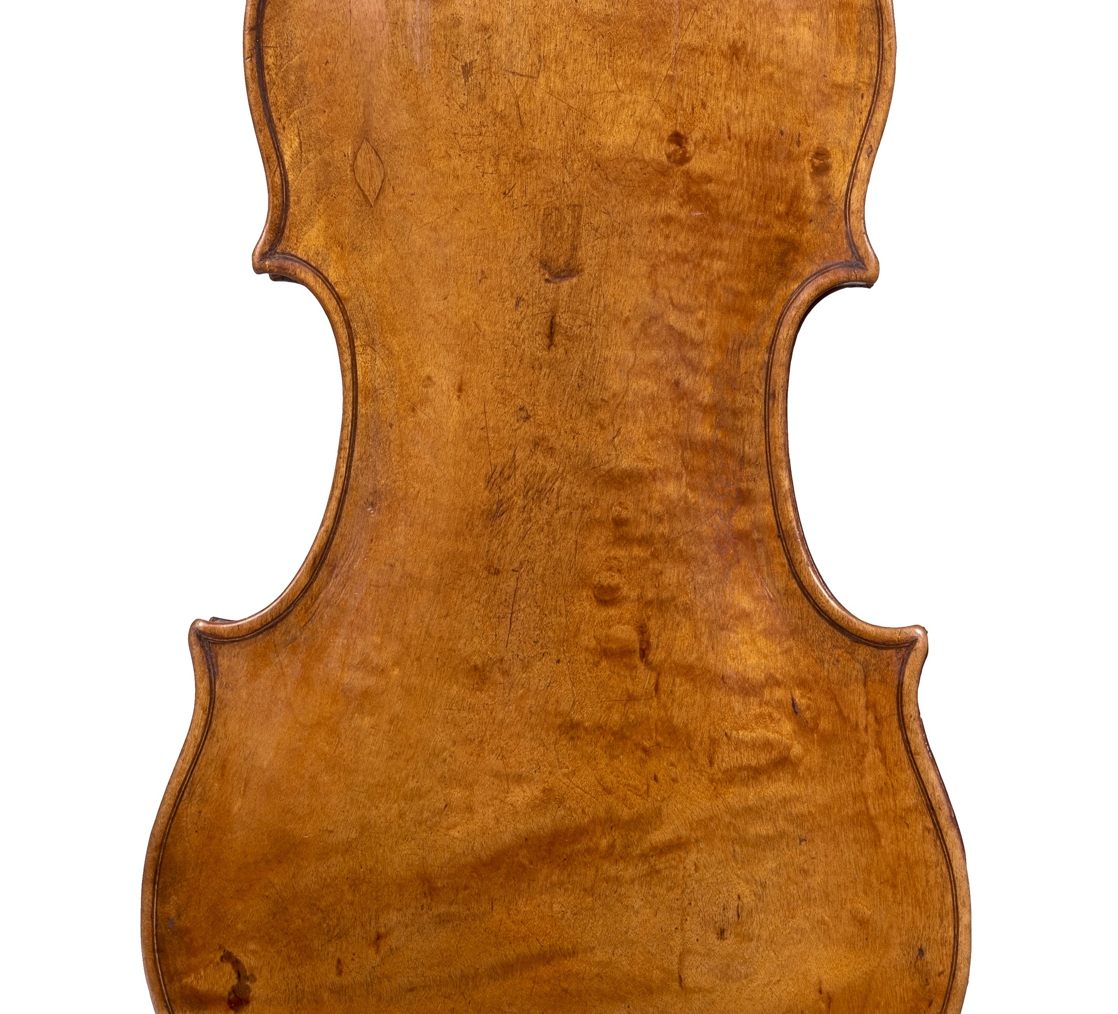 Back of an extremely rare Andrea Amati violin from the Rosenberg Collection to be sold at Ingles & Hayday Ltd