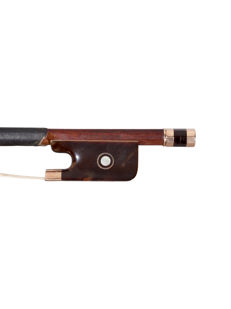 A gold & tortoiseshell-mounted cello bow by Heinrich Knopf, Berlin, c1875