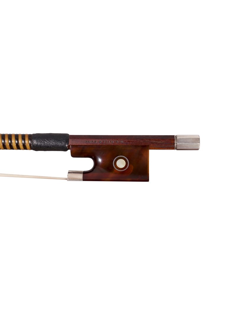 A silver & tortoiseshell-mounted violin bow by W.E. Hill & Sons, London, c1910