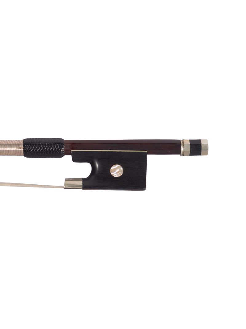 A nickel-mounted viola bow by François Peccatte, Mirecourt, circa 1845