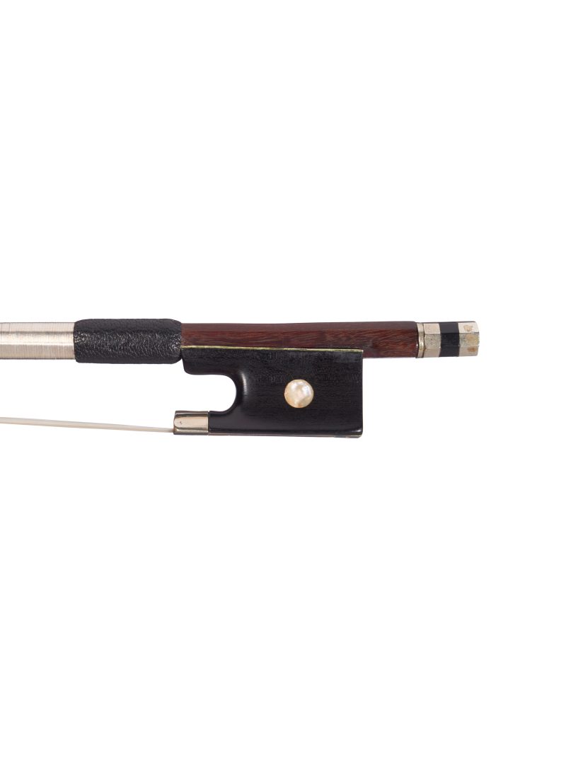 A nickel-mounted violin bow by Nicolas Simon, Mirecourt, circa 1855