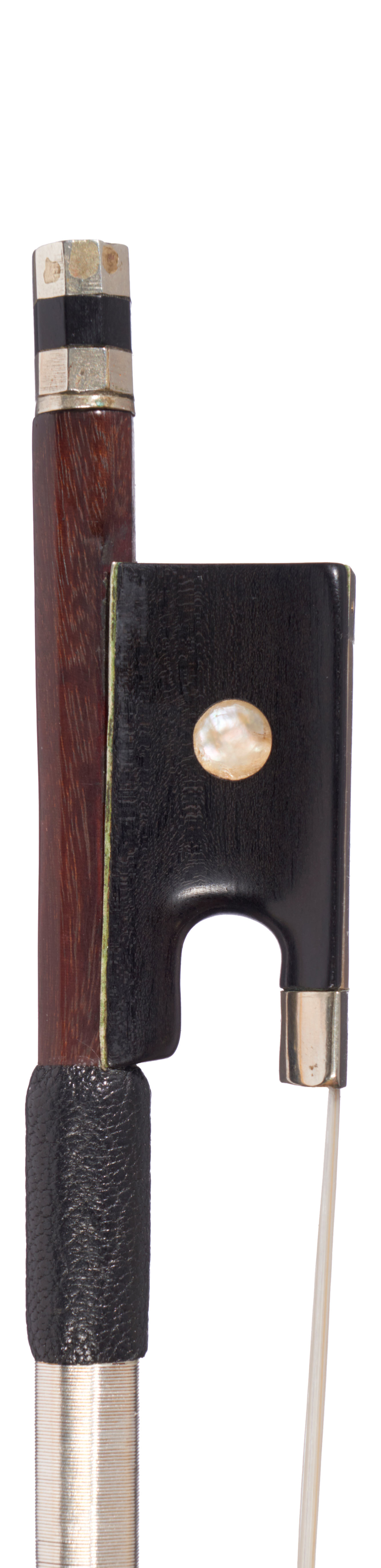 A nickel-mounted violin bow by Nicolas Simon, Mirecourt, circa 1855