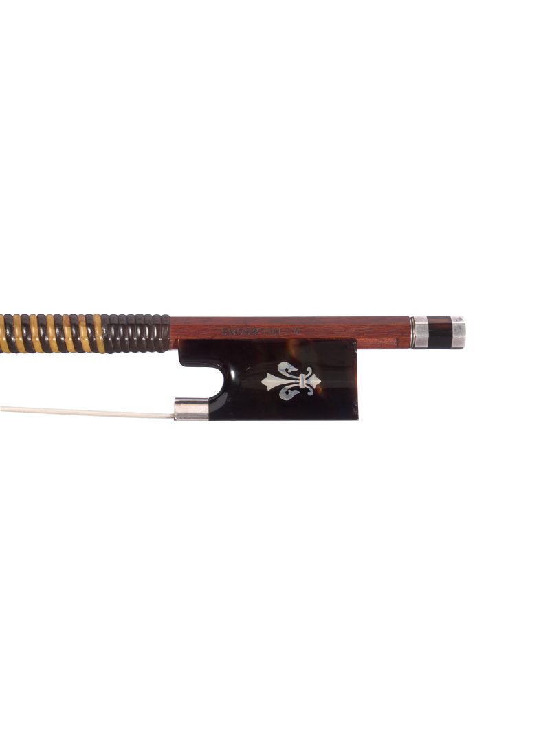 A silver & tortoiseshell-mounted 'fleur-de-lys' violin bow by W.E. Hill & Sons, London, 1935