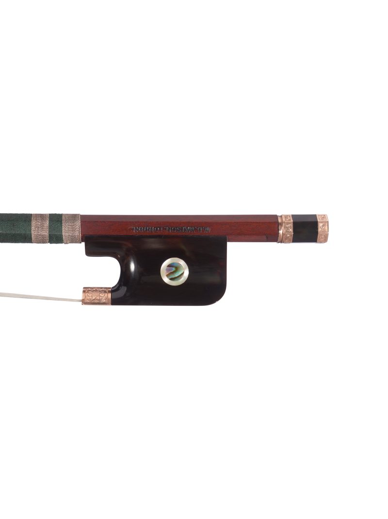 A chased gold & tortoiseshell-mounted cello bow by William Watson, London, circa 1990