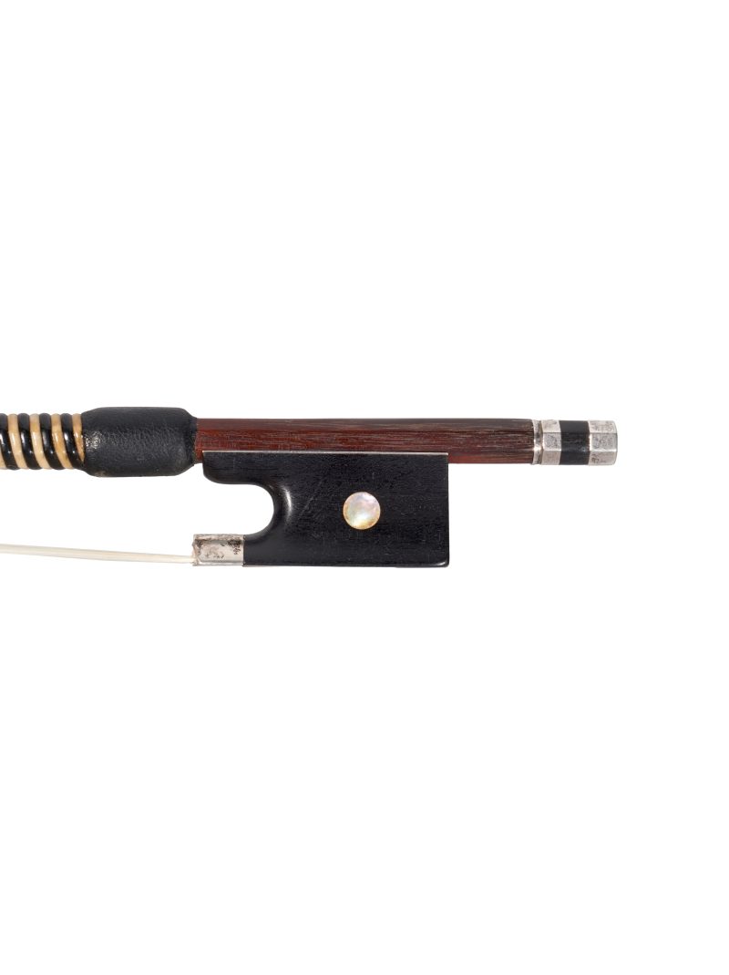 A silver-mounted violin bow by Auguste Barbé, Mirecourt, 1890