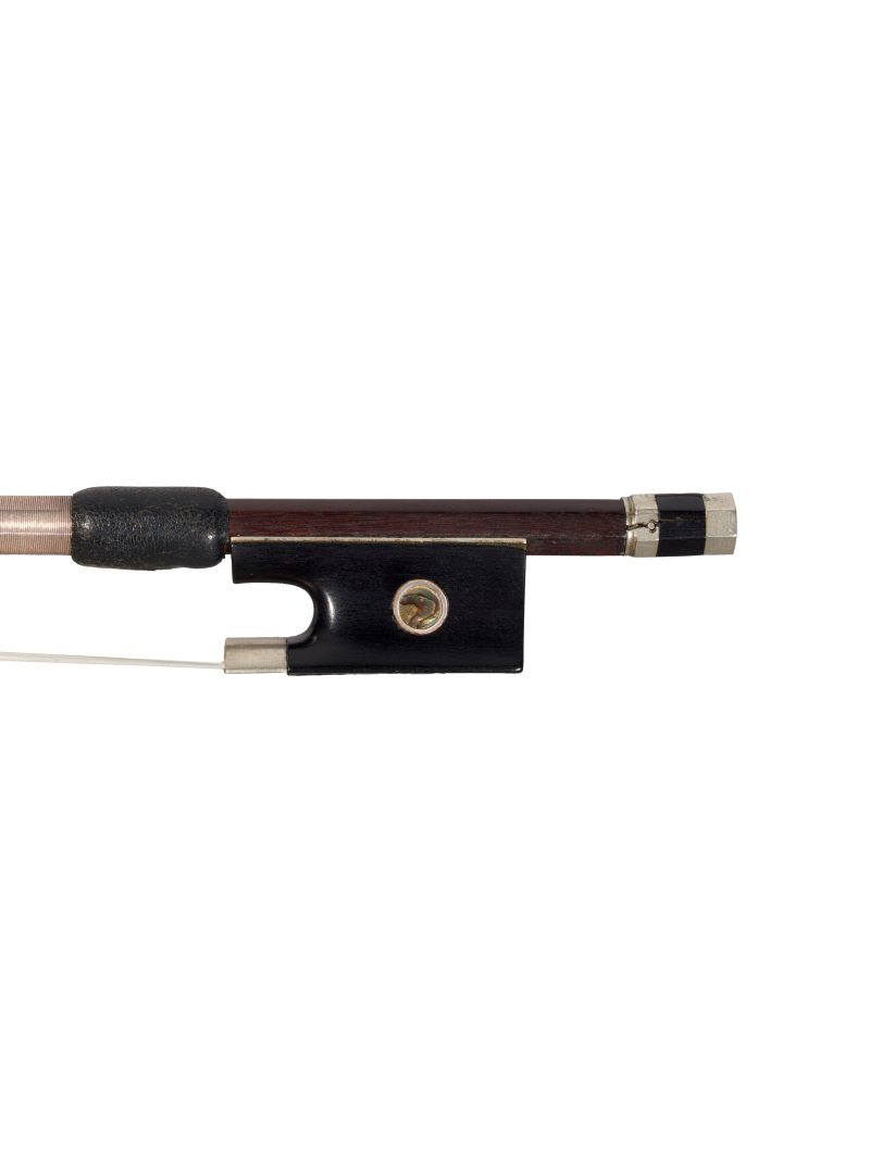 A nickel-mounted violin bow by Joseph Gaudé, Mirecourt, 1840