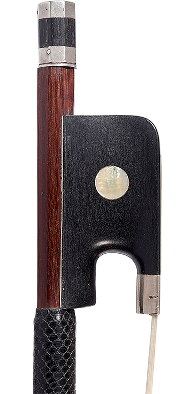 A silver-mounted cello bow by Dominique Peccatte, Paris, circa 1845